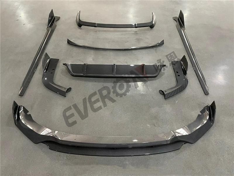 Auto Areo Kit Black Knight in Carbon Looking Body Kit Front Lip Side Skirts Spoiler for BMW X5 G05 2019-2021