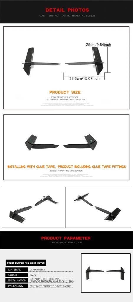 Carbon Fiber Front Bumper Scoop Trims for Audi RS7 Sportback Hatchback 4-Door 2020-2021