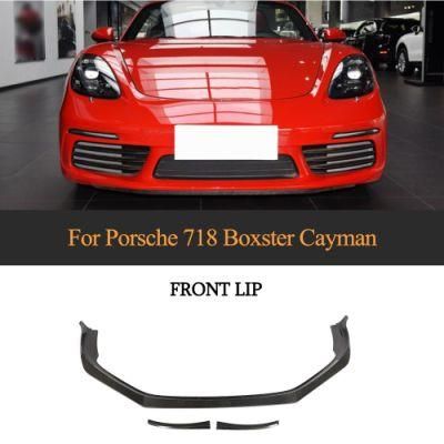 3PCS/Set Carbon Fiber Front Lip for Porsche 718 Boxster Cayman 2016-2018