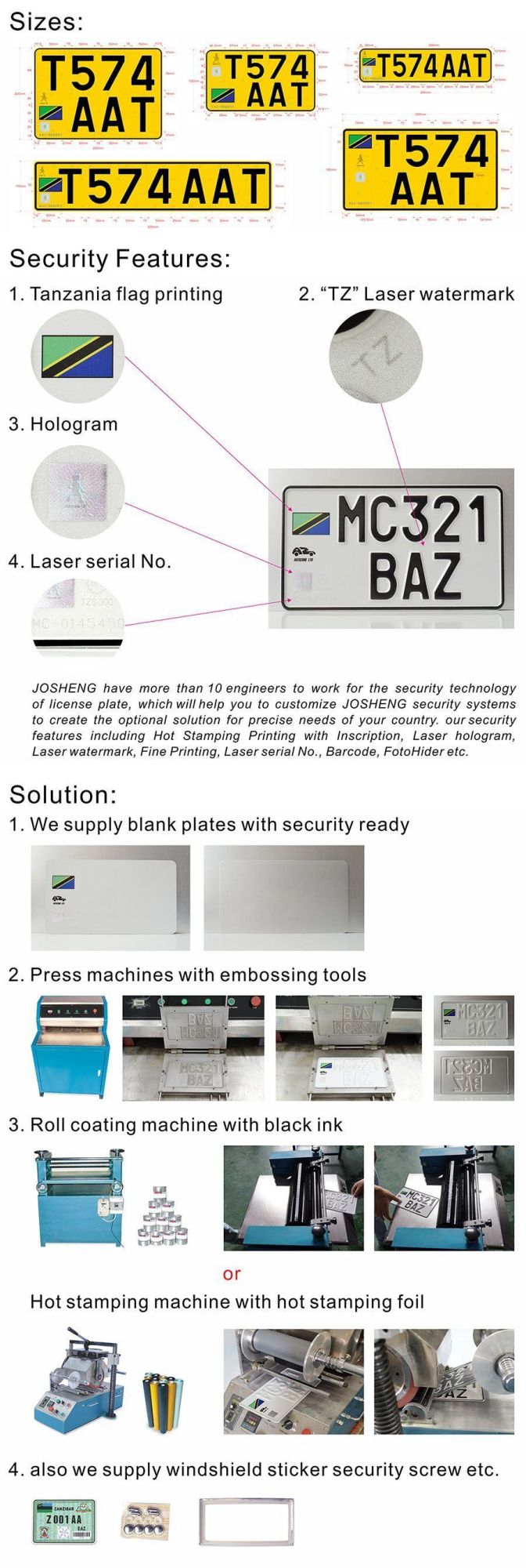 Customized Printing Aluminum Number Plate