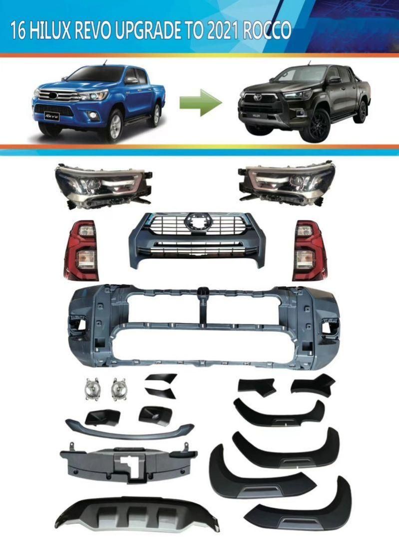 New Car Front Rear Bumper Facelift Wide Conversion Bodykit Body Kit for Toyota Hilux Revo 2016-2019 Upgrade Change to Rocco 2021