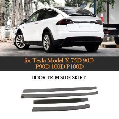 Carbon Fiber Car Side Door Decoration Trims for Tesla Model X 2016-2018