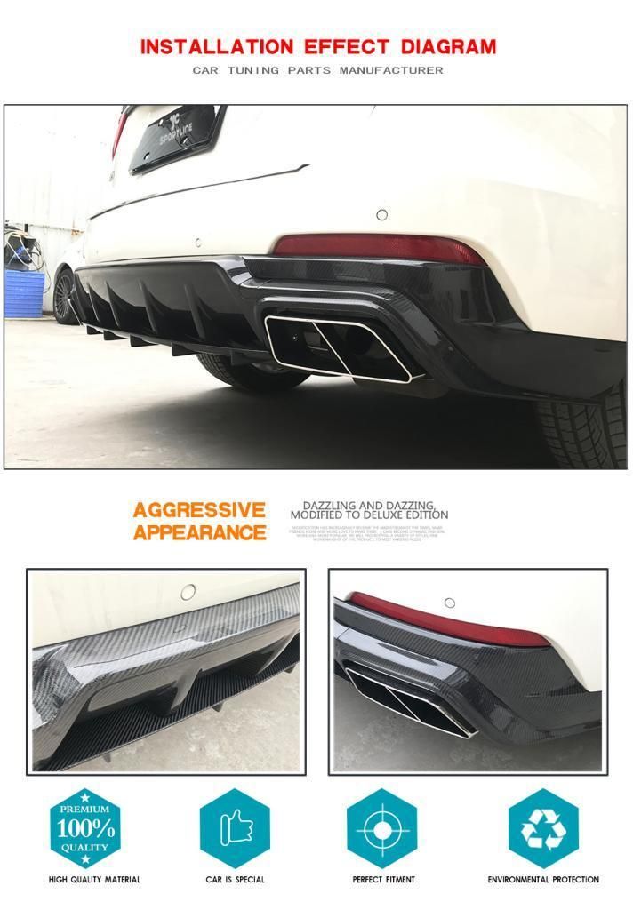 Carbon Fiber Rear Bumper Diffuser with Tips for Maserati Levante 2016-2018