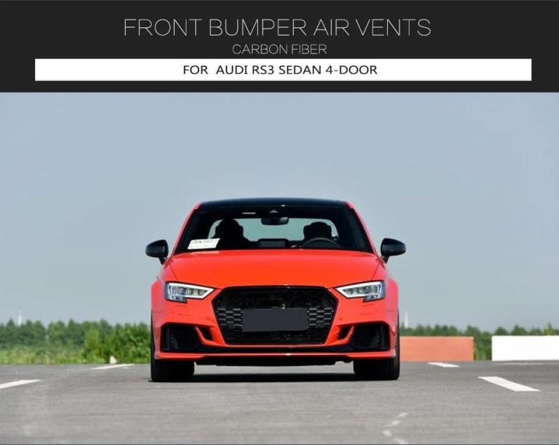 Carbon Fiber Front Bumper Lip Scoop Trims for Audi RS3 Sedan 4-Door 2017-2019
