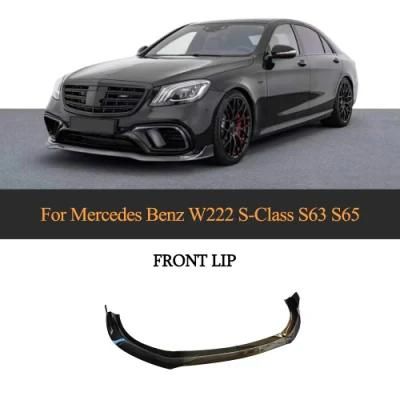Carbon Fiber Front Bumper Lip Spoiler Splitters for Mercedes-Benz S Class W222 S63 Amg 2018-2020