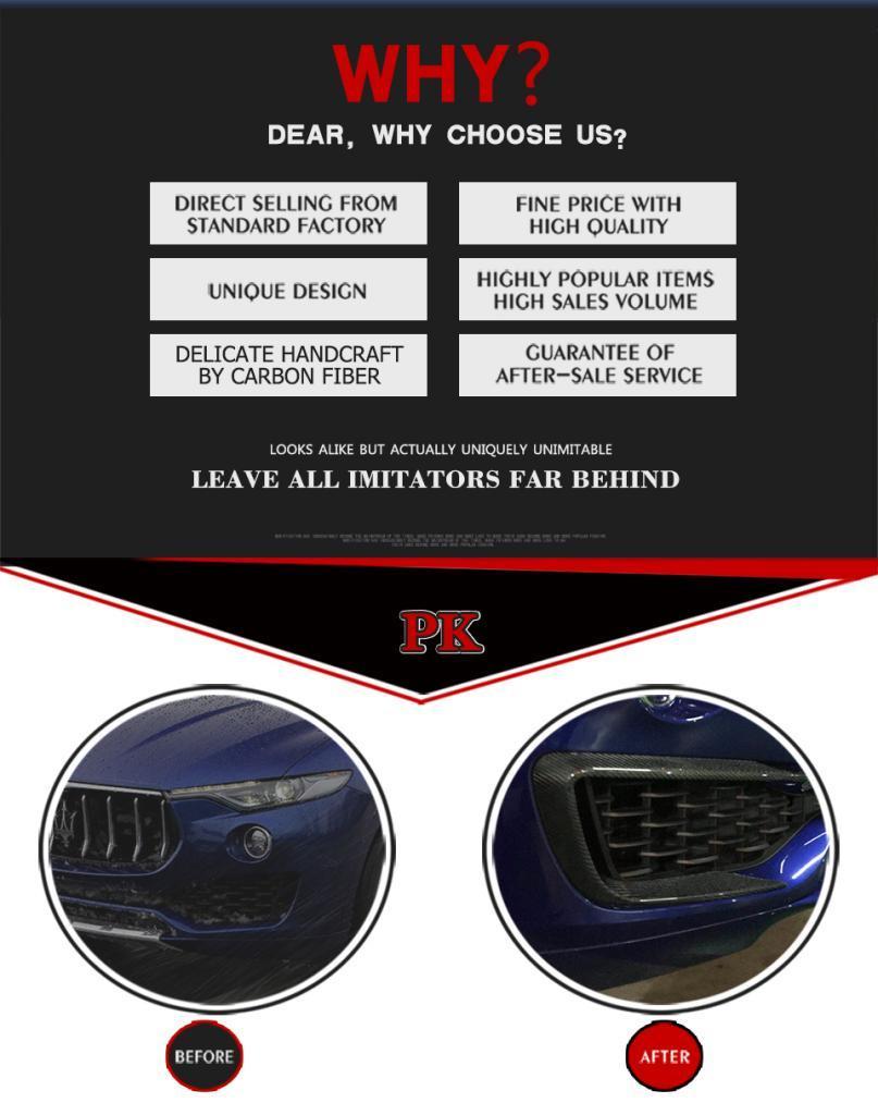 Carbon Fiber Front Bumper Canards for Maserati Levante S Sport Utility 4-Door 2016-2017