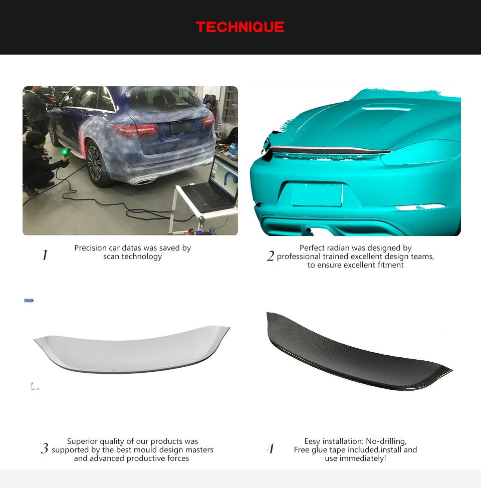 Carbon Fiber Rear Bumper Spoiler Wing for Porsche 718 Boxster Cayman Base Coupe 2 Door 2016-2019