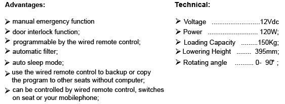 EMC Programmable Swivel Van Seat for The Old and The Disabled for Van Loading 150kg