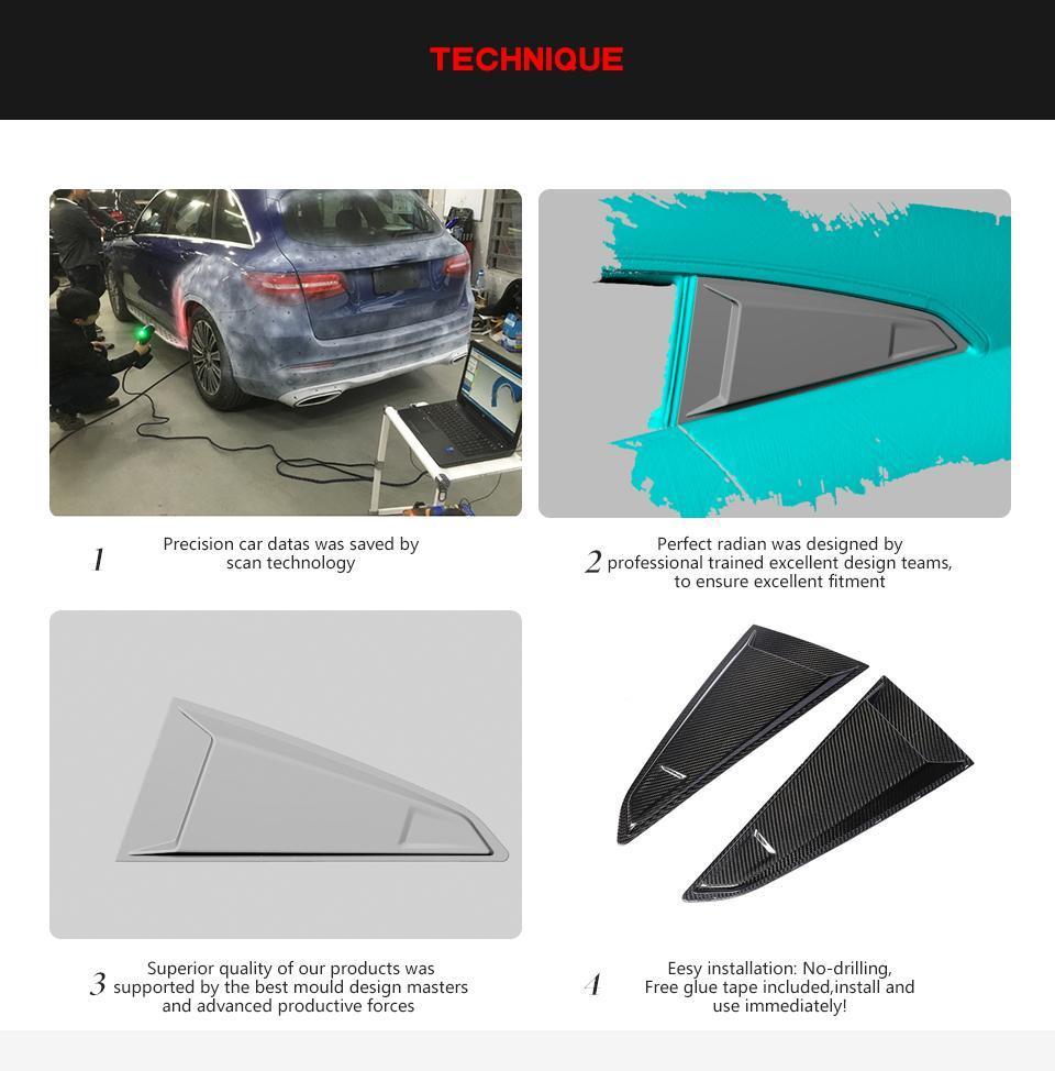 Carbon Fiber Rear Window Vents Trims for Audi Tt Tts Ttrs Coupe 2-Door 2015-2018