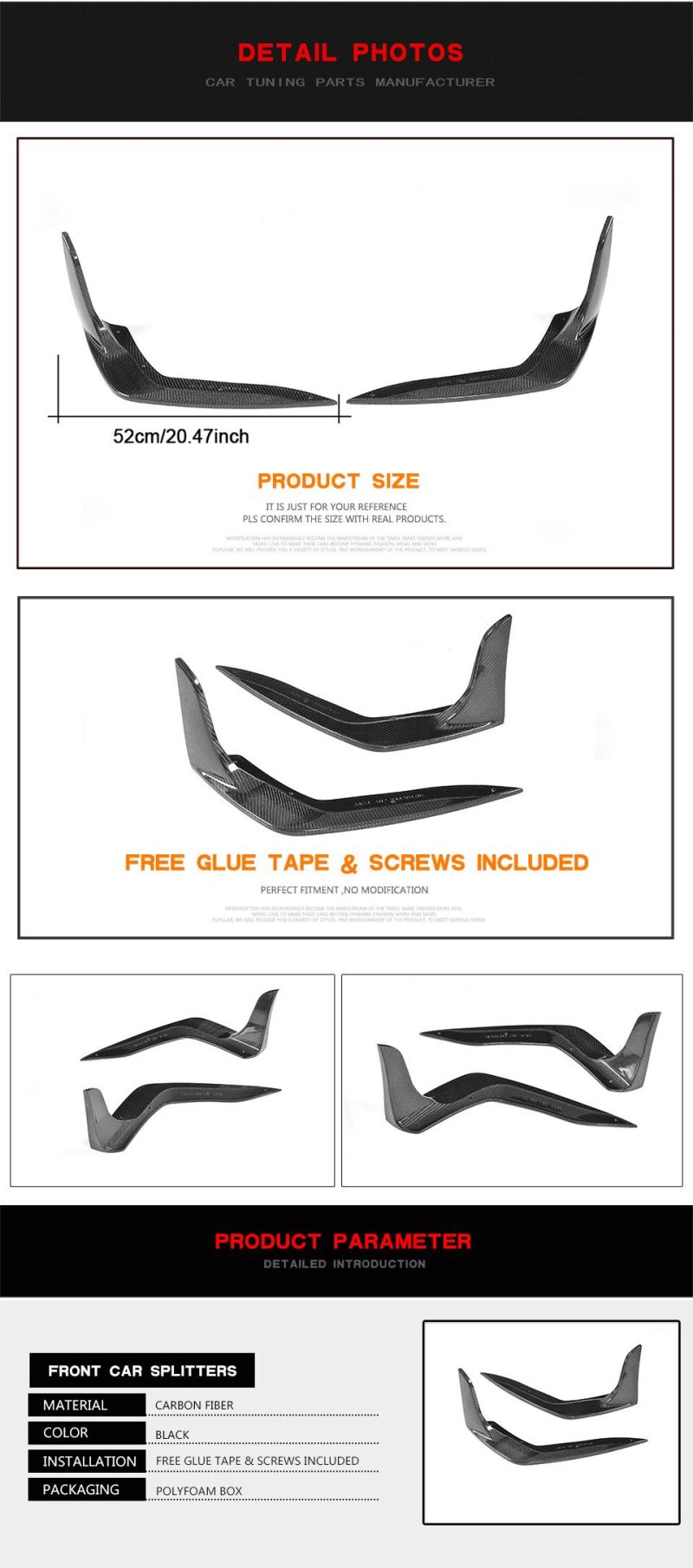 Carbon Fiber Front Splitters for Lexus Is350 F Sport Sedan 4-Door 17-18 (Fits: IS F Sport)