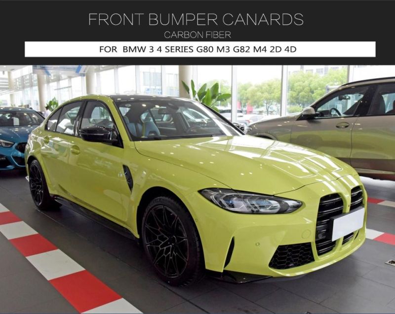 Carbon Fiber Front Bumper Canards for BMW 3 4series G80 M3 G82 G83 M4 2D 4-Door 2021-2022