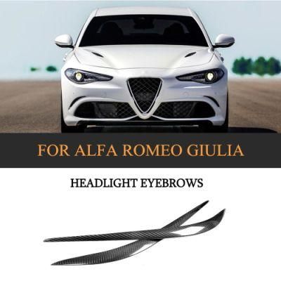 Dry Carbon Fiber Headlight Eyelids for Alfa Romeo Giulia Quadrifoglio Sedan 4-Door 2015-2018