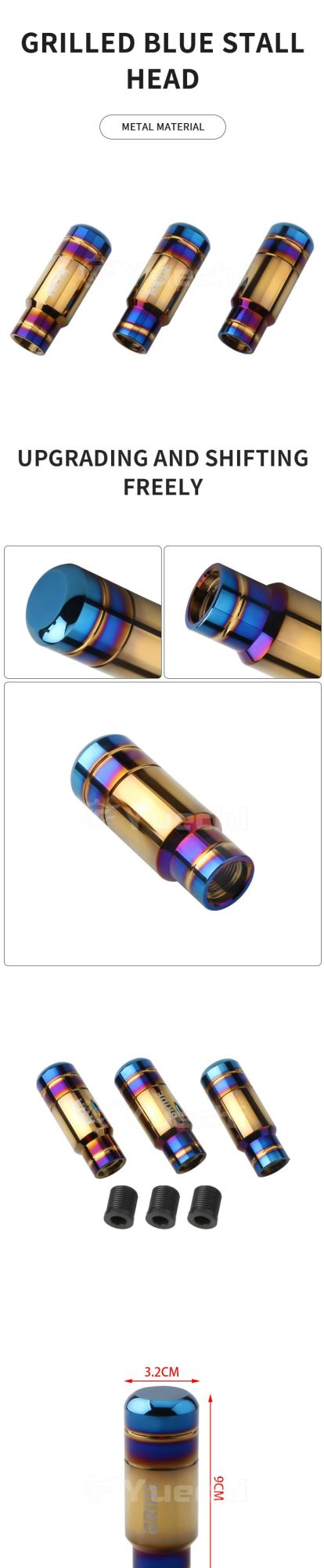 Hot Selling Nos Bride Burnt Colorful Style Aluminum Alloy 9cm Gear Shift Knob