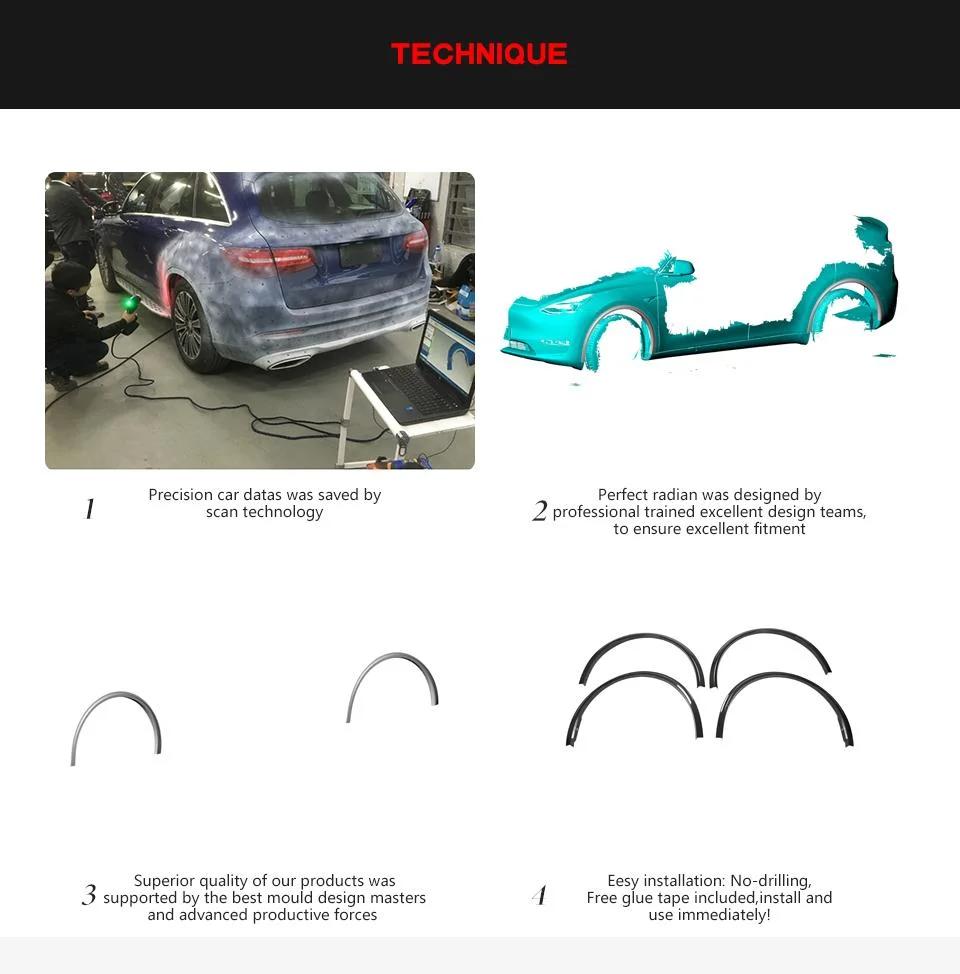 Dry Carbon Fiber Car Wheel Eyebrow Arch Trim Lips Fender Flares Protector for Tesla Model Y 2019-2021