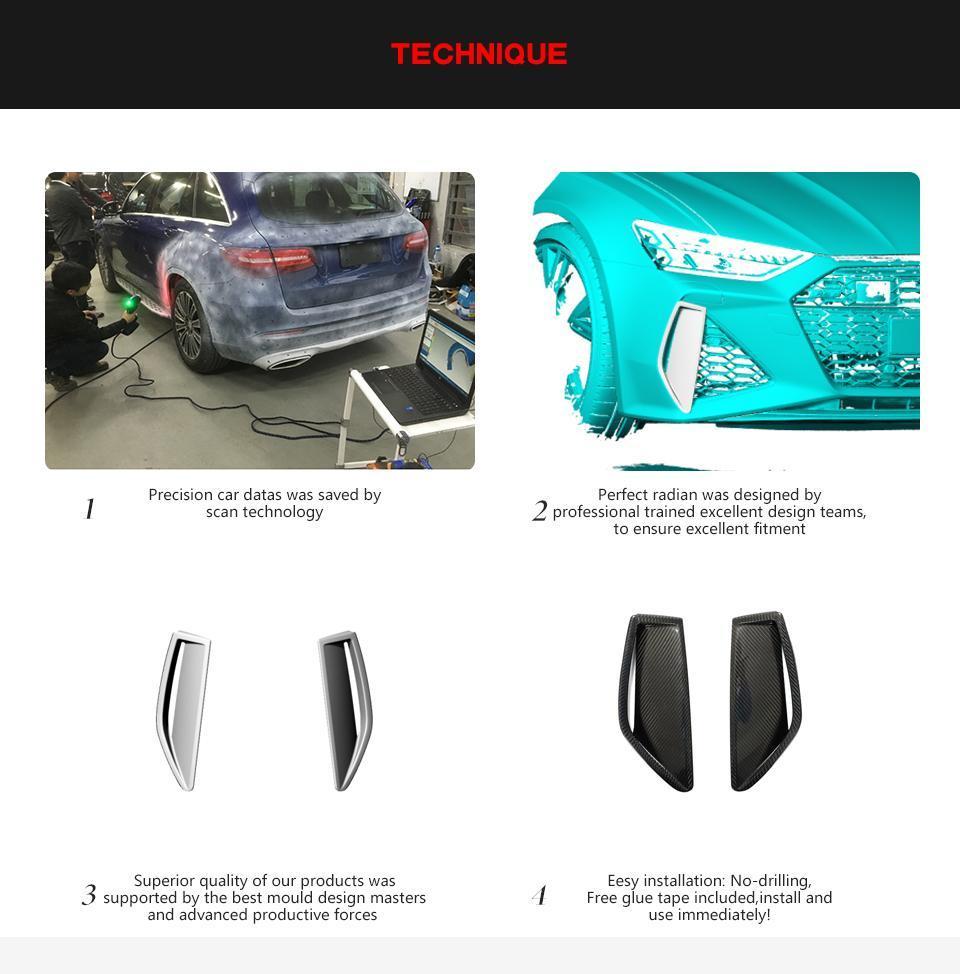 Dry Carbon Fiber Front Bumper Vents Scoop Trims for Audi RS6 Avant Wagon 4-Door 2019-2022