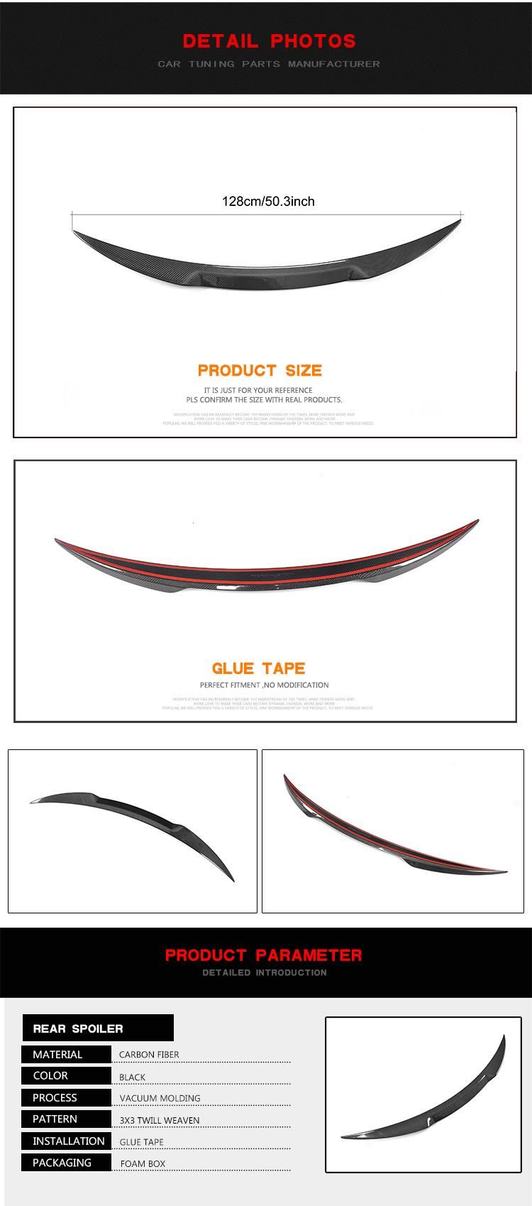 Carbon Fiber Auto Rear Spoiler for Alfa Romeo Giulia Quadrifoglio Style Sedan 4-Door 2015-2017