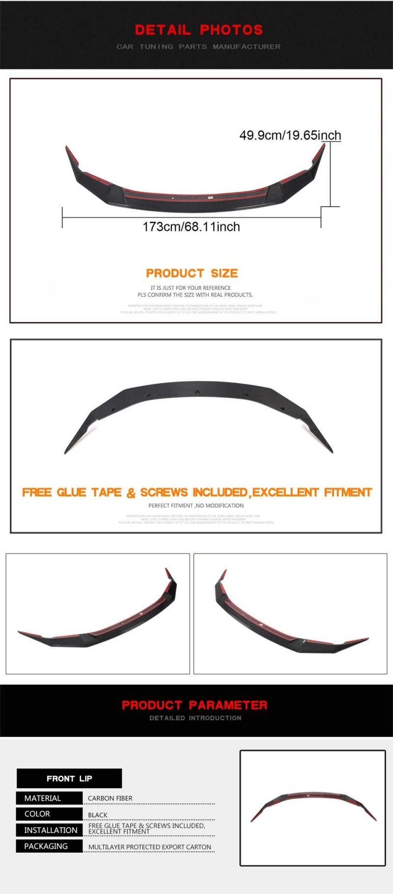 Dry Carbon Fiber Front Bumper Lip for BMW 5 Series F90 M5 Sedan 4-Door 2021