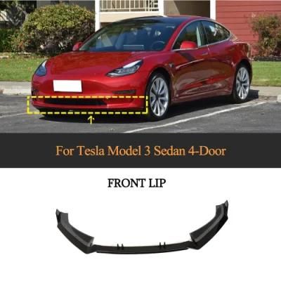 for Tesla Model 3 Base Sedan Long Range Sedan 4-Door 2016 - 2018 Carbon Fiber Front Bumper Lip Splitters Spoiler Guard