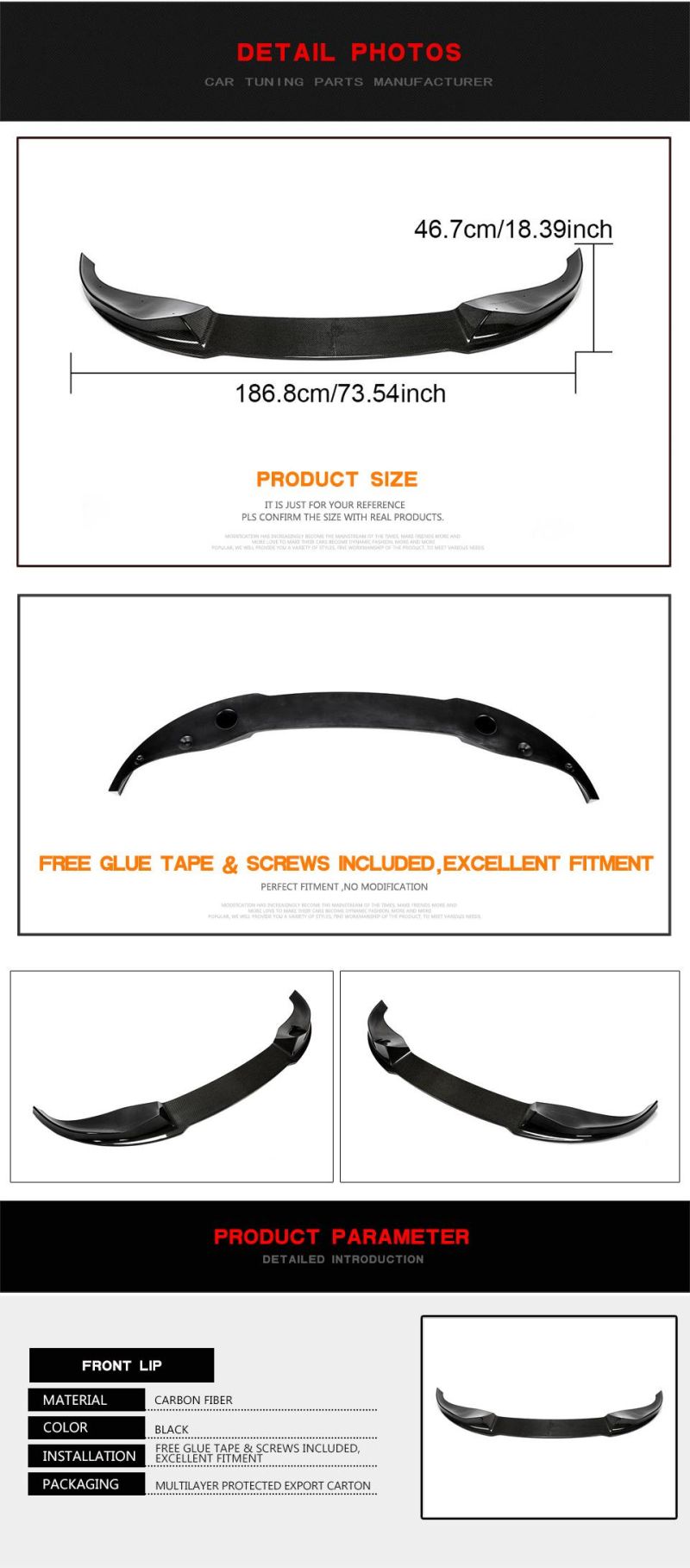 Carbon Fiber X5 G05 Front Bumper Lip for BMW X5 G05 M Sport Sport Utility 4-Door 2019-2020