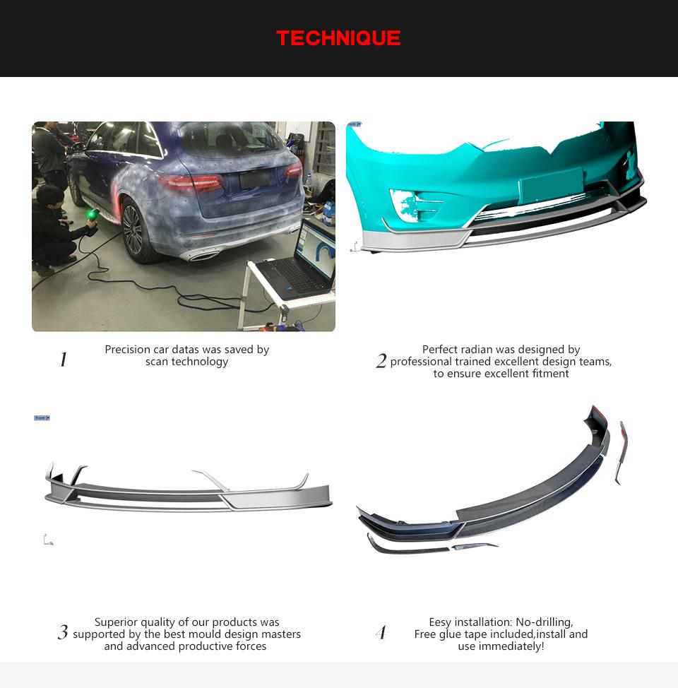 Carbon Fiber Front Lip Spoiler for Tesla Model X 75D 90d P90d 100d P100d 16-18