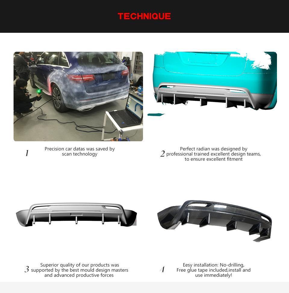 Carbon Fiber Rear Bumper Diffuser for Tesla Model X 75D 90d P90d 100d P100d 2016-2018