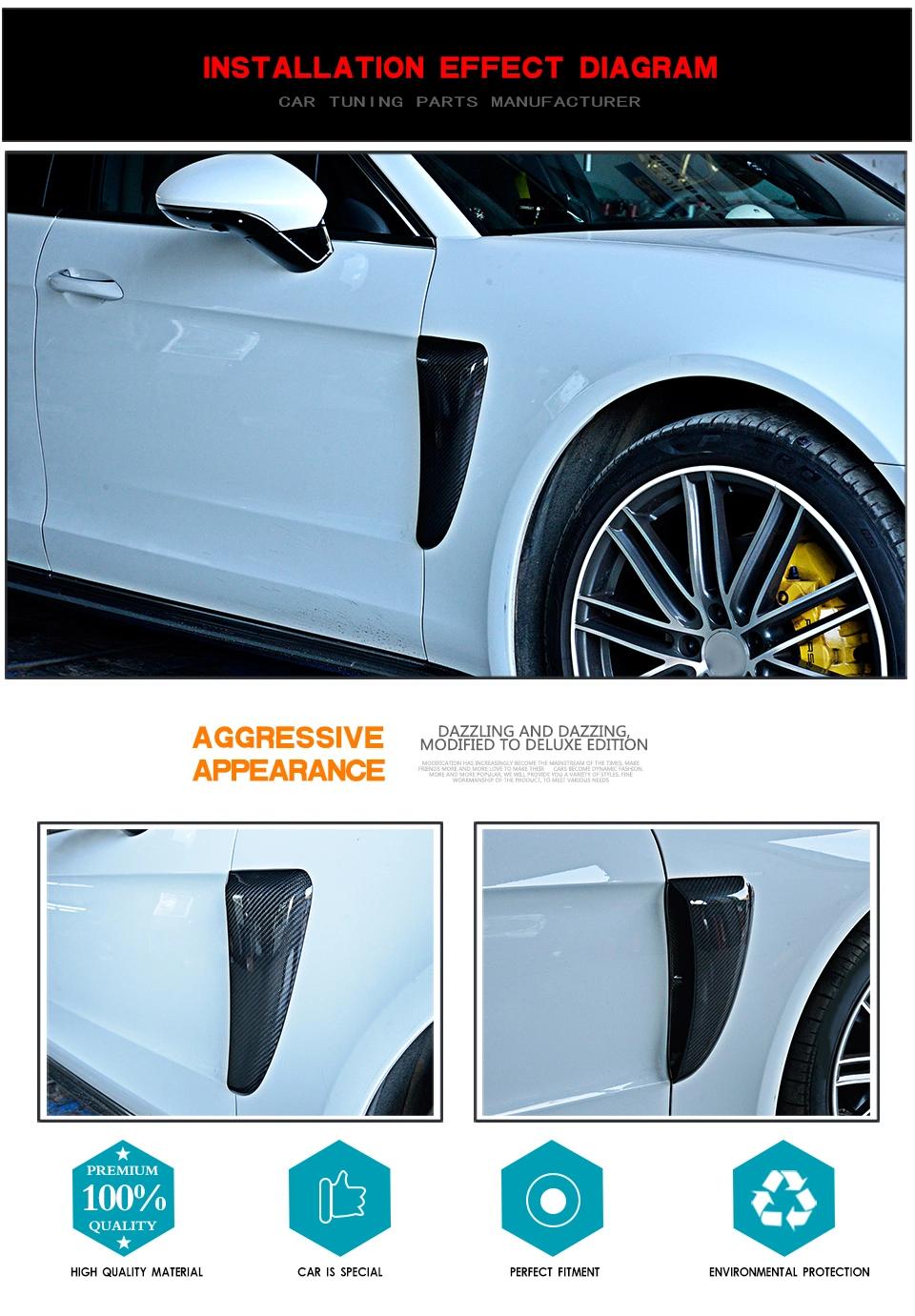 Dry Carbon Front Canard Moulding Trims for Porsche Panamera 2017-2018 (Fits: Panamera)