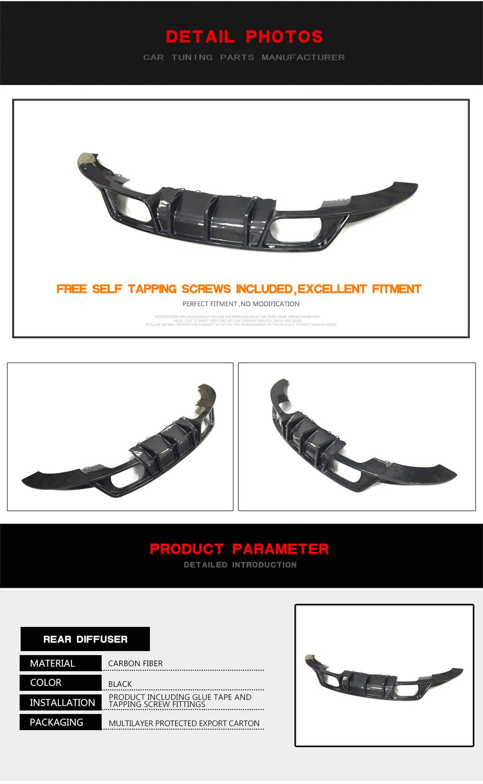 Jc-Wsm079 for Audi Tt MK3 2-Door 15-19 Carbon Fiber Rear Bumper Diffuser Body Kit