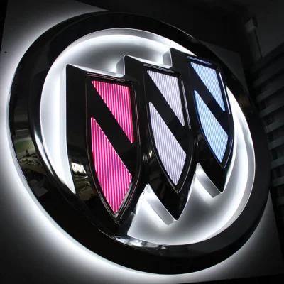 USA Automotive Signage Face Lit Acrylic Vacuum Showroom LED Chrome Car Logo