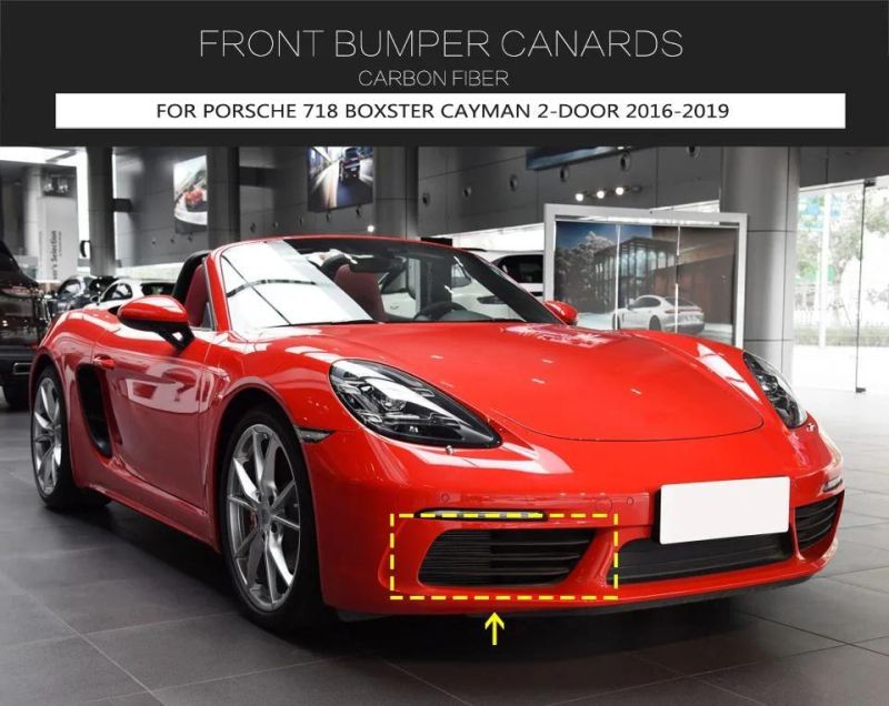 Carbon Fiber Front Bumper Canards for Porsche 718 Boxster Cayman 2-Door 2016-2019