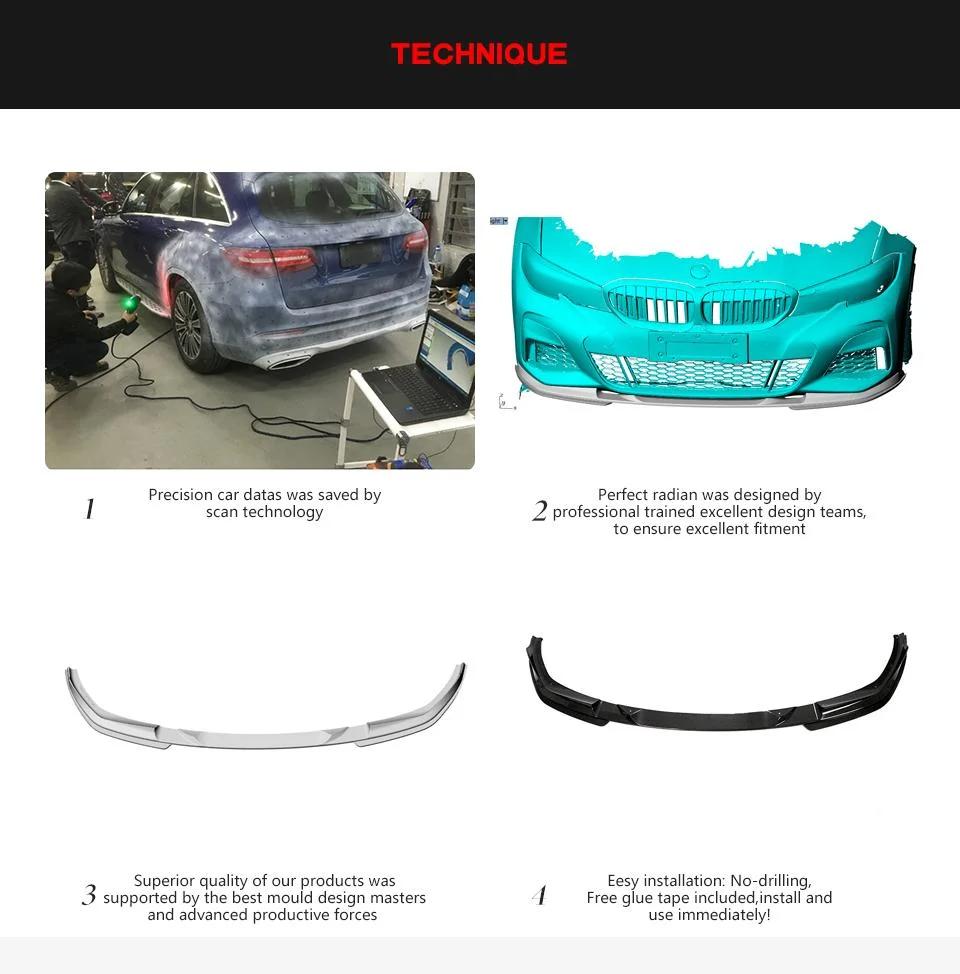 Carbon Fiber Front Bumper Lower Lip Spoiler Chin for BMW 3 Series G20 G28 M-Sport 2020