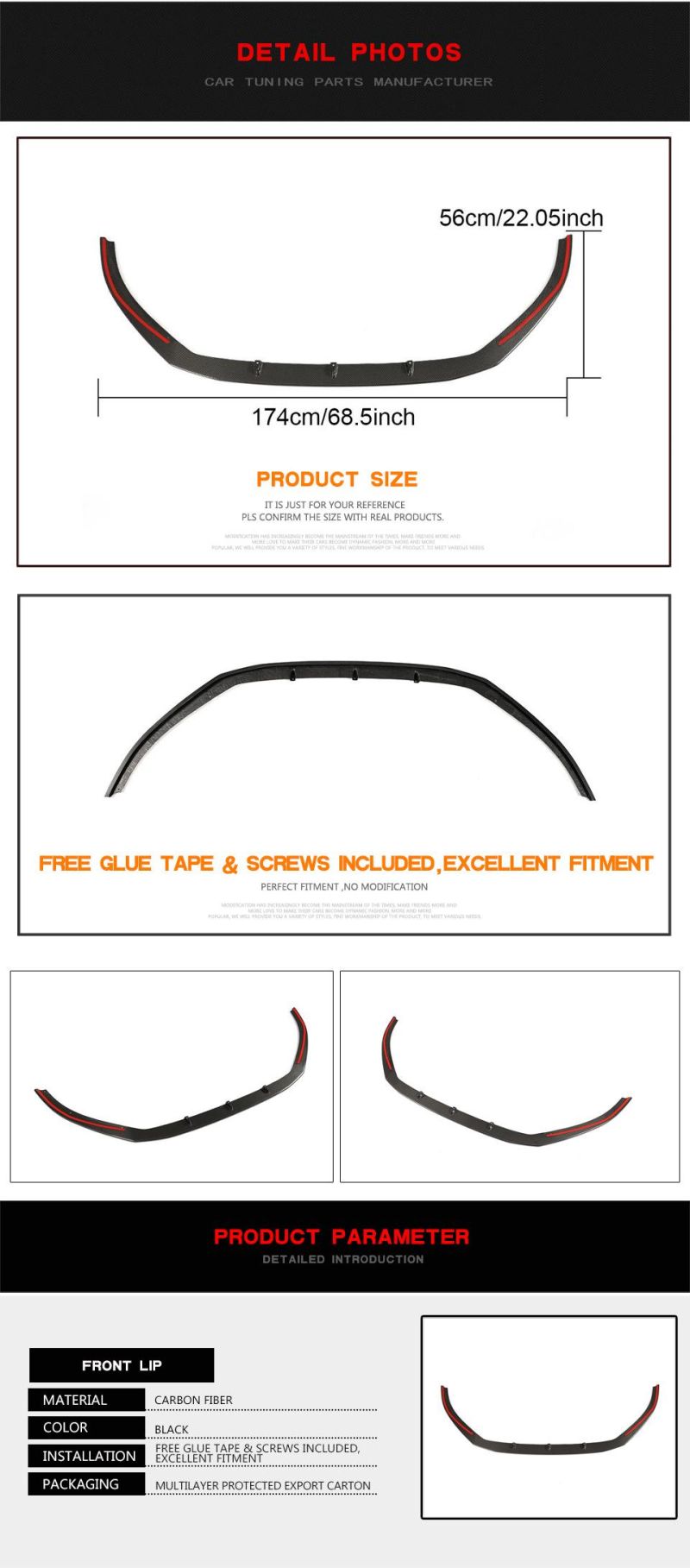 Carbon Fiber Front Lip Chin Spoiler for Audi RS3 8V Facelift Sedan 2017 - 2019