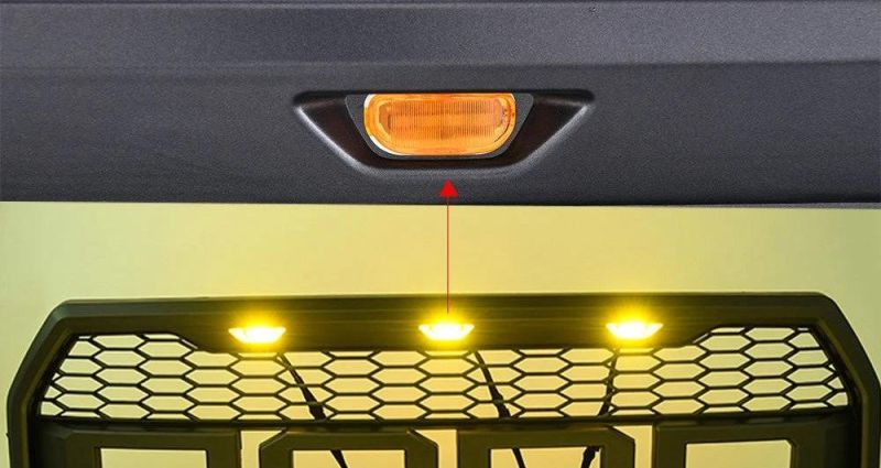 with LED Amber Light 4X4 ABS Plastic Car Front Grille for Ford F150 Raptor 2016-2019