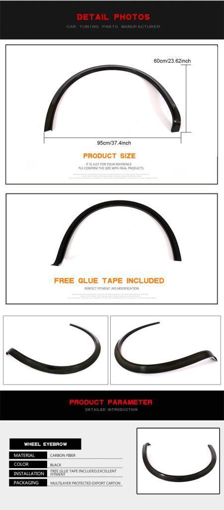 Carbon Fiber Car Wheel Arch Trims Fender Flares for Maserati Levante 2016-2018