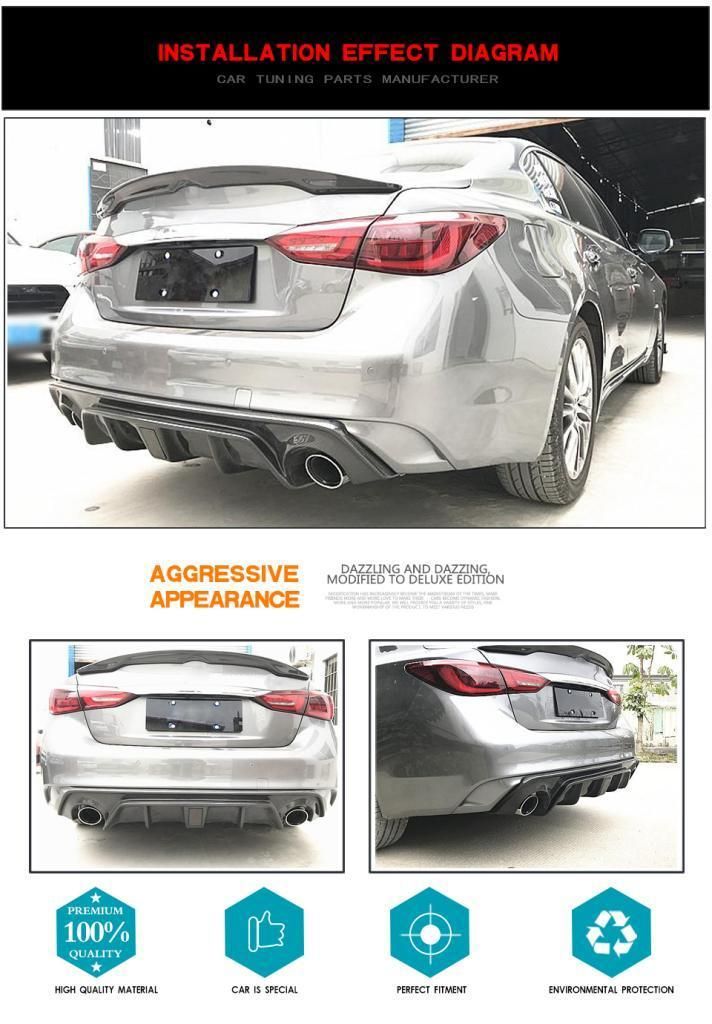 Carbon Fiber Rear Bumper Diffuser Spoiler for Infiniti Q50 Sport Model 2018