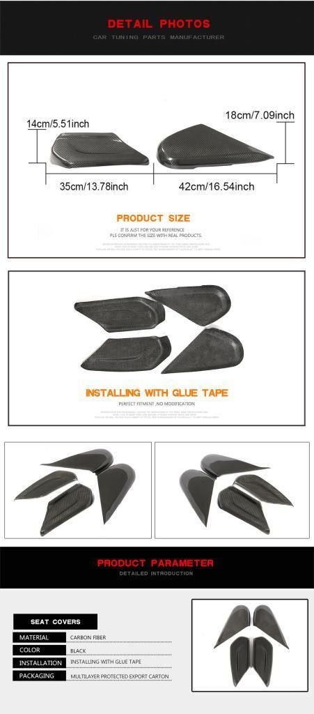Dry Carbon Fiber Seat Side Covers for Benz Mercedes G Class Amg 2019-2020