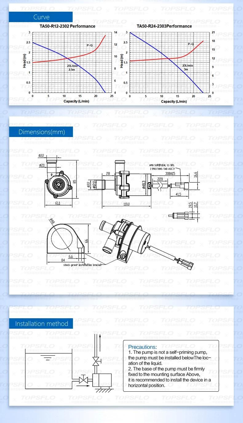 12V 24V DC Water Pump for Electric Car/ Vehicles