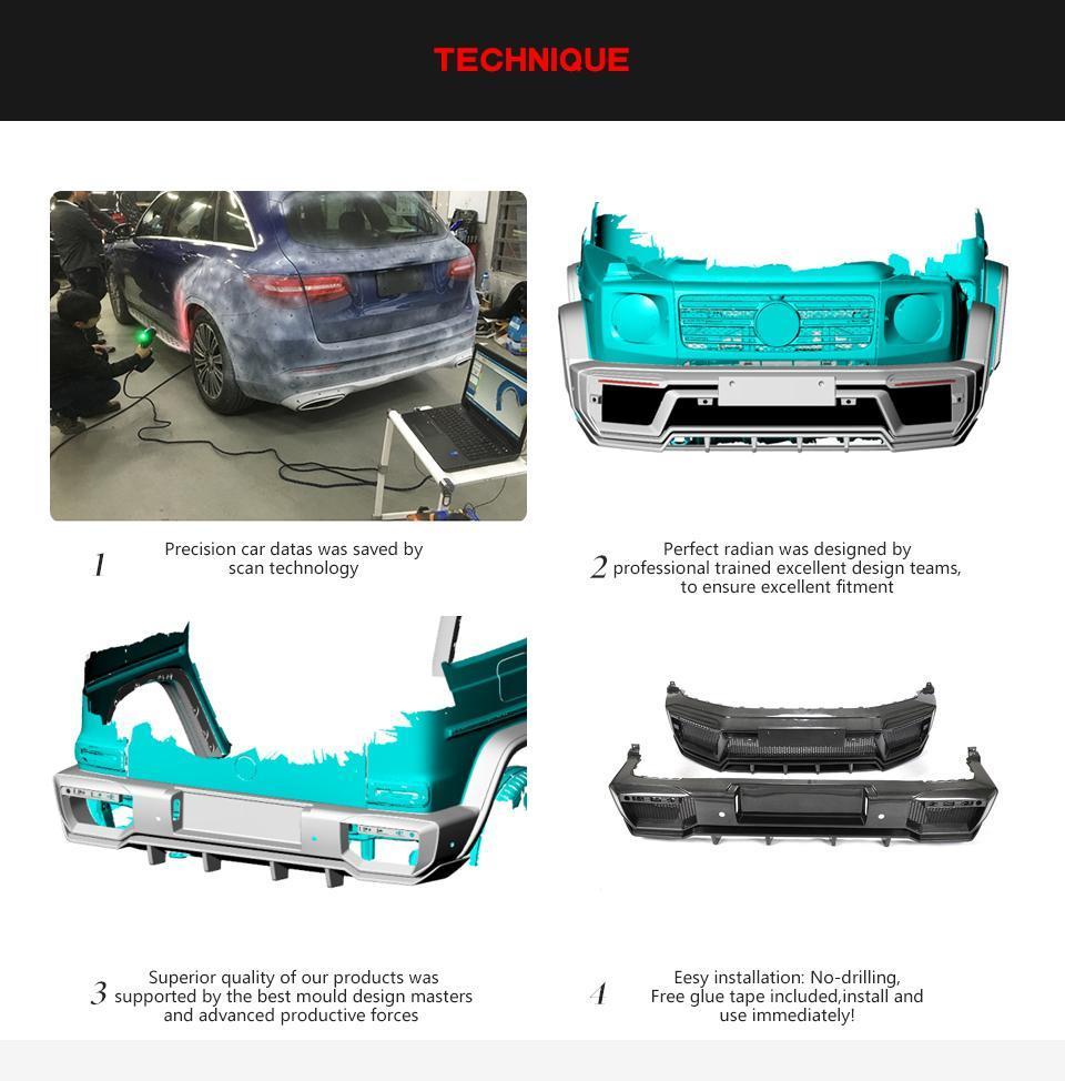Dry Carbon Fiber Car Front Rear Bumper Body Kits for Benz Mercedes G Class W464 G500 G550 G55 G63 Amg 2019-2020