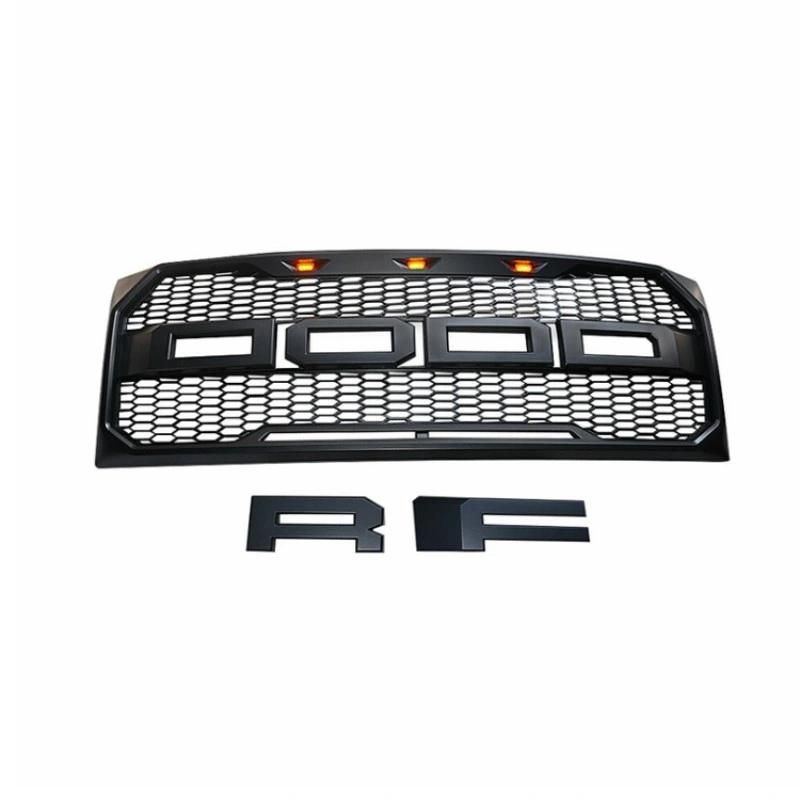 F150 Raptor Style Grille Front Grill Matte Black for Ford F-150 with Letters F, R