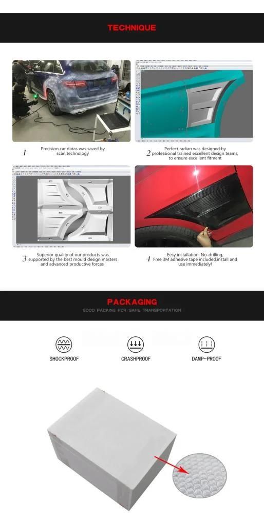 Carbon Fiber Car Fender Vents Trims for Ford Mustang Gt Coupe 2-Door 2015-2017