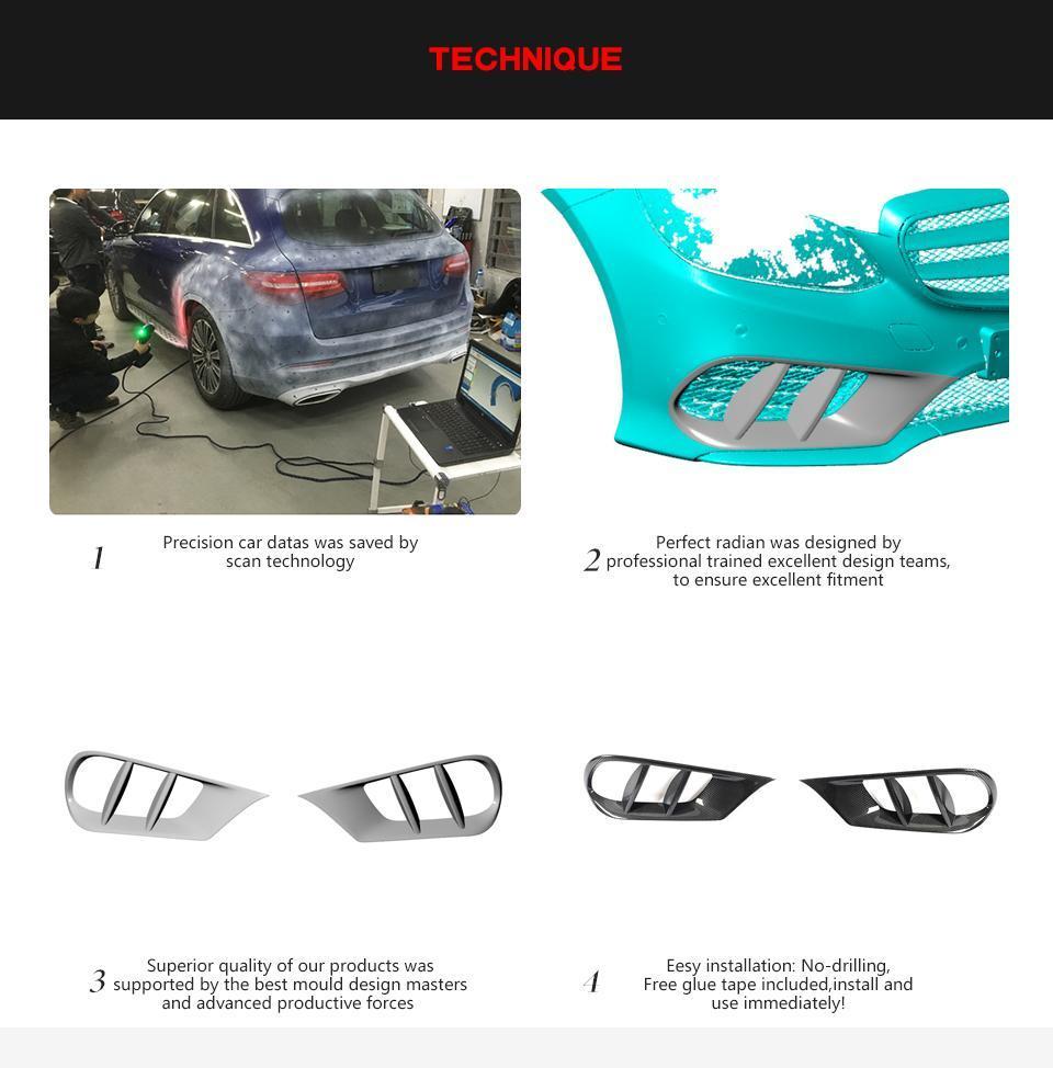 for Mercedes Benz C Class W212 Carbon Fiber Front Bumper Vent Trims 4 Door 2014-2016