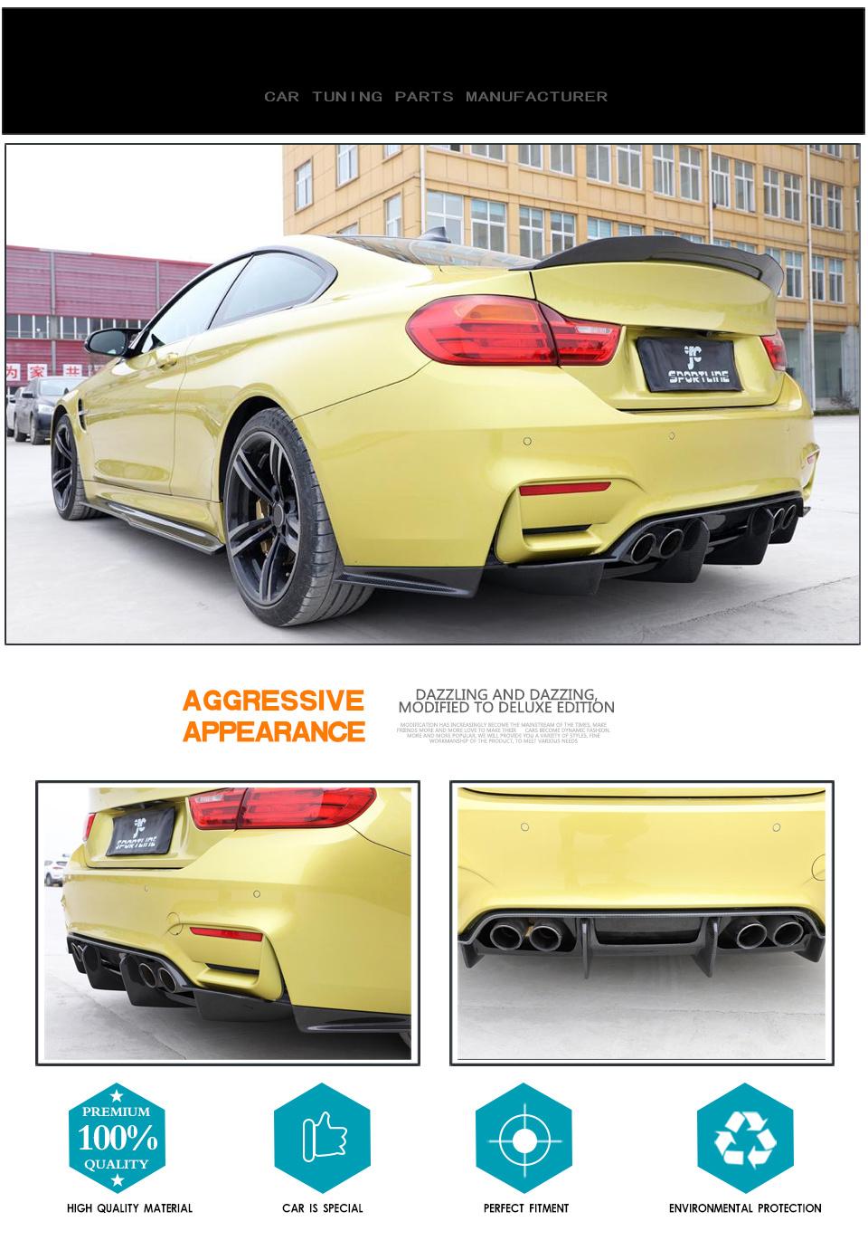 Carbon Fiber Rear Bumper Diffuser Lip for BMW F80 M3 F82 F83 M4 Sedan Coupe Convertible 2014 - 2019