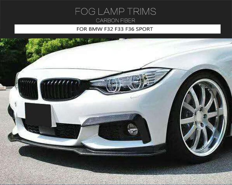 Carbon Fiber Front Bumper Fog Lamp Cover Splitters Canards Fins for BMW 4 Series F32 F33 F36 M Sport 2014 - 2019