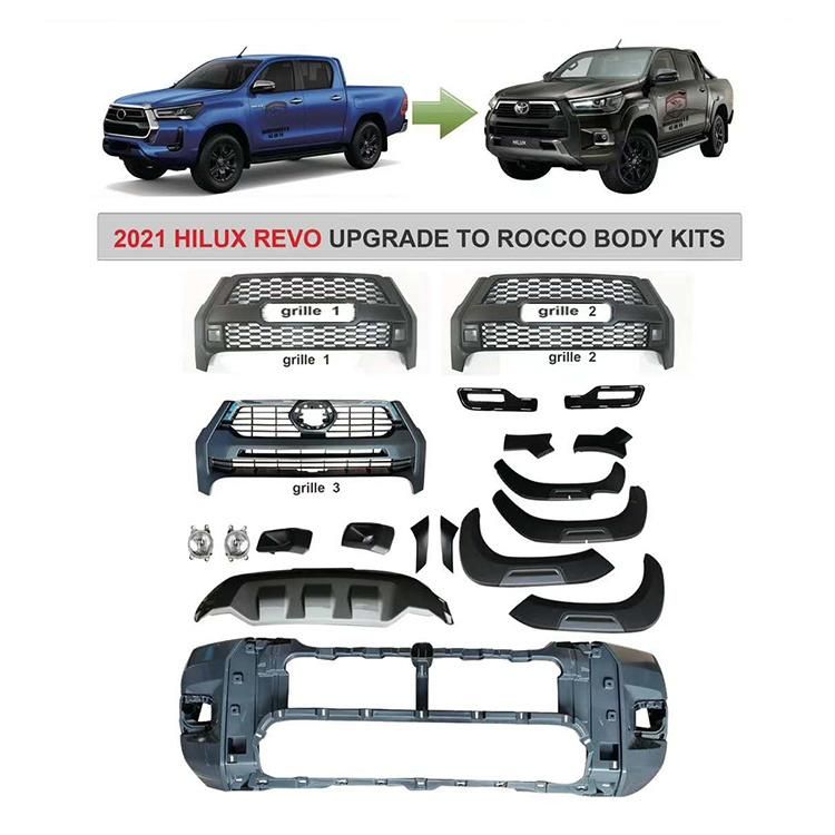 Car Front Bumper Facelift Conversion Bodykit Body Kit for Toyota Hilux Vigo 2008-2012 Change Upgrade to 2021 Revo Rocco