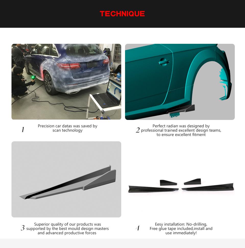 Carbon Fiber Ttrs Side Skirts Extensions for Audi Ttrs Tts MK3 8s 2015-2018