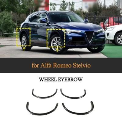 Pair Carbon Fiber Car Wheel Eyebrow Arch Trim Lips for Alfa Romeo Stelvio 2017-2019