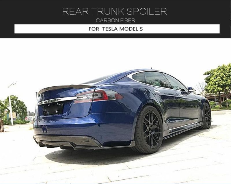 Carbon Fiber Rear Trunk Spoiler Boot Lip Wing Spoiler for Tesla Model S 2014 - 2019