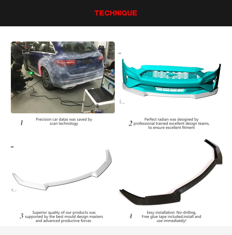 Carbon Fiber Front Bumper Lip for Ford Mustang Gt Coupe 2-Door 2018-2019