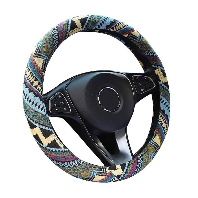 Car Steering Wheel Cover Boho Breathable Coarse Flax Cloth