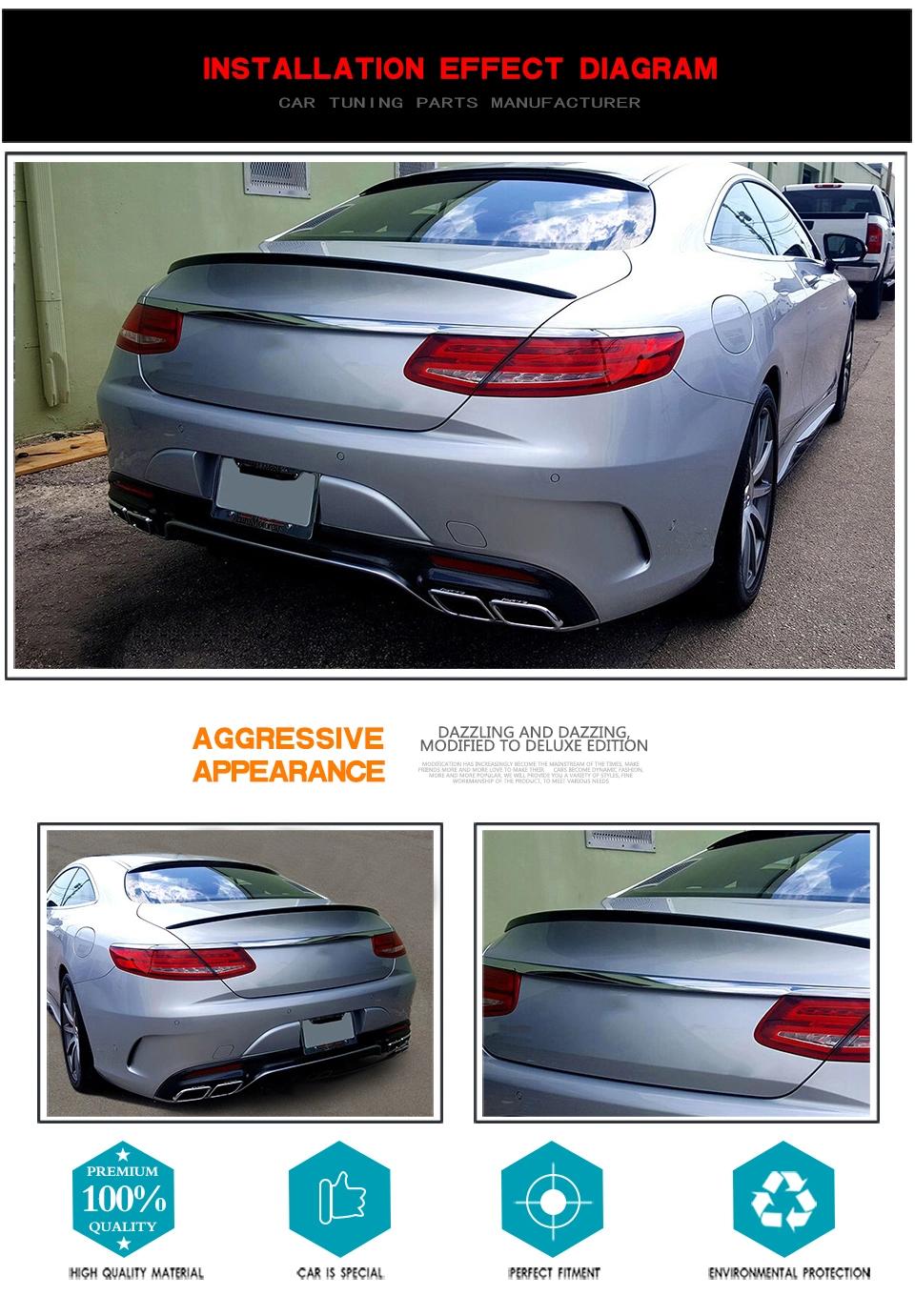 Carbon Fiber Rear Spoiler for Mercedes Benz S-Class S500 S550 S63 S65 Amg Coupe 2-Door 14-18