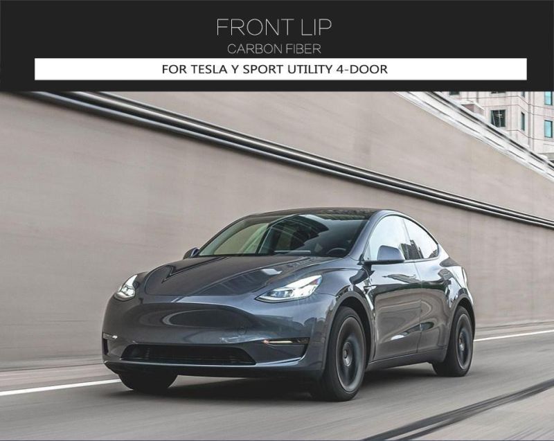Dry Carbon Fiber Front Bumper Lip for Tesla Model Y Sport Utility 4-Door 2019-2021